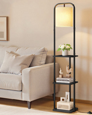 Ledrem Floor Lamp With 3 Shelves, Led Standing Reading Lamp, Fabric Shade, 31.8 X 29.9 X 160.5 Cm, Black - image 1