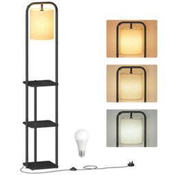 Ledrem Floor Lamp With 3 Shelves, Led Standing Reading Lamp, Fabric Shade, 31.8 X 29.9 X 160.5 Cm, Black - thumbnail 3
