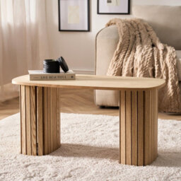 OHS Coffee Table Long Ribbed Living Room Home Decor, Natural Wood - One Size