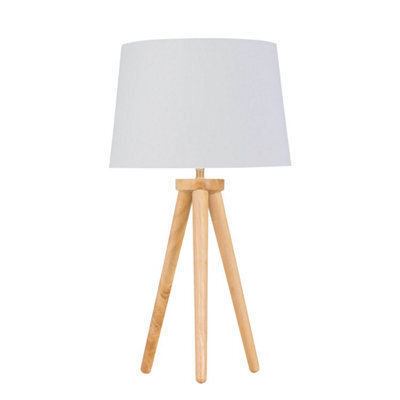 First Choice Lighting Voyage - Light Oak Table Lamp Or Bedside Light With White & Gold Shade - image 1