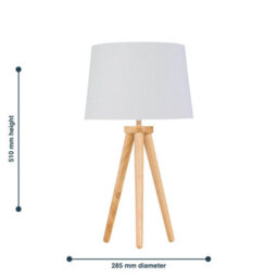 First Choice Lighting Voyage - Light Oak Table Lamp Or Bedside Light With White & Gold Shade - thumbnail 5