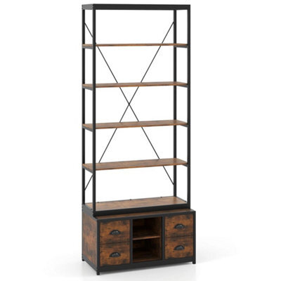 Industrial Display Stand Freestanding Bookcase W/4 Fabric Drawers - image 1