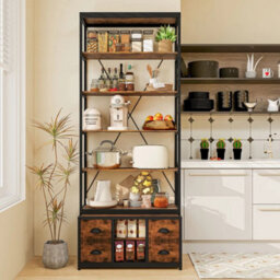 Industrial Display Stand Freestanding Bookcase W/4 Fabric Drawers - thumbnail 4