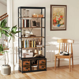 Industrial Display Stand Freestanding Bookcase W/4 Fabric Drawers - thumbnail 5