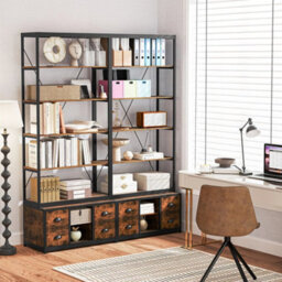 Industrial Display Stand Freestanding Bookcase W/4 Fabric Drawers - thumbnail 3