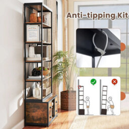 Industrial Display Stand Freestanding Bookcase W/4 Fabric Drawers - thumbnail 6