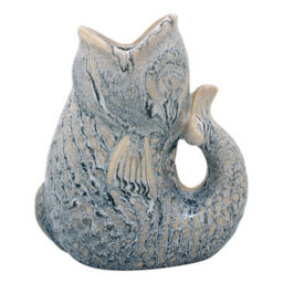 Ceramic Fish Gurgle Jug Vase Sky Blue 17Cm Decorative Ornament Coastal Decor - thumbnail 1