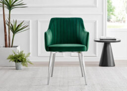 Furniturebox Uk Palma White High Gloss Round Dining Table & 4 Green Calla Silver Leg Chairs - thumbnail 9