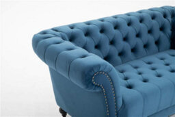 Petrol 1.5 Seater Handmade Chesterfield Sofa Armchair Settee Love Seat Velvet - D Pro T Homeware - thumbnail 2