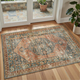Decoranddecor Living Room Rugs, Washable Area Rugs, 120X170Cm, Non-Slip, Pet Friendly, Low Pile, Persian Rug - Calmere - thumbnail 1