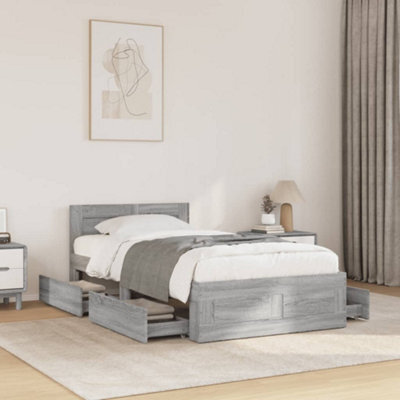 Berkfield Bed Frame With Headboard Without Mattress Concrete Grey 75X190 Cm Small Single - image 1