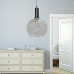 First Choice Lighting Set Of 2 Barnum - Clear Dimple Glass Globe Chrome Deco Pendants - thumbnail 5
