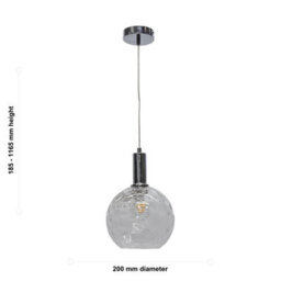 First Choice Lighting Set Of 2 Barnum - Clear Dimple Glass Globe Chrome Deco Pendants - thumbnail 6