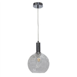 First Choice Lighting Set Of 2 Barnum - Clear Dimple Glass Globe Chrome Deco Pendants - thumbnail 2