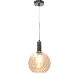 First Choice Lighting Set Of 2 Barnum - Clear Dimple Glass Globe Chrome Deco Pendants - thumbnail 3