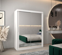 Arte Tokyo 03 Contemporary Mirrored 2 Sliding Door Wardrobe 5 Shelves 2 Rails White Matt (H)2000mm (W)1500mm (D)620mm - thumbnail 2