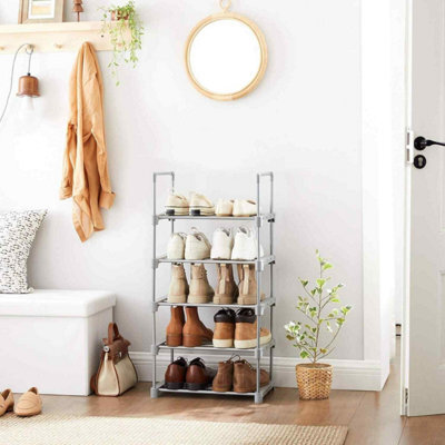 Customisable 5 Tier Shoe Storage Rack, Metal Shoe Shelf For Dressing Room Or Hallway, Gray - image 1