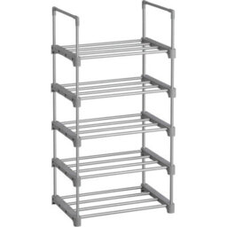 Customisable 5 Tier Shoe Storage Rack, Metal Shoe Shelf For Dressing Room Or Hallway, Gray - thumbnail 6