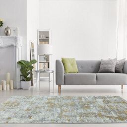 Abstract Yellow Easy To Clean Modern Jute Backing Rug For Living Room Bedroom And Dining Room-200Cm X 290Cm - thumbnail 1