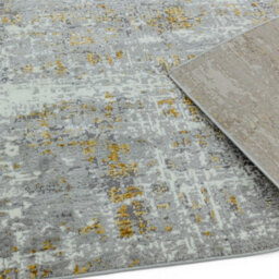 Abstract Yellow Easy To Clean Modern Jute Backing Rug For Living Room Bedroom And Dining Room-200Cm X 290Cm - thumbnail 4