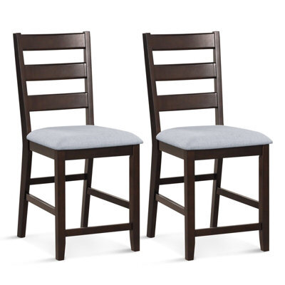 Gainoom Set Of 2 Brown Bar Stools Counter Height Chair Pub Dining Chairs With Padded Seat - image 1