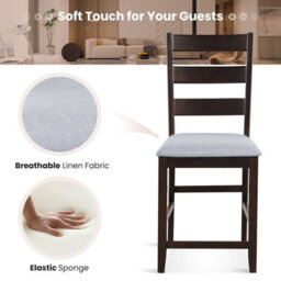 Gainoom Set Of 2 Brown Bar Stools Counter Height Chair Pub Dining Chairs With Padded Seat - thumbnail 6