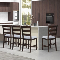 Gainoom Set Of 2 Brown Bar Stools Counter Height Chair Pub Dining Chairs With Padded Seat - thumbnail 9