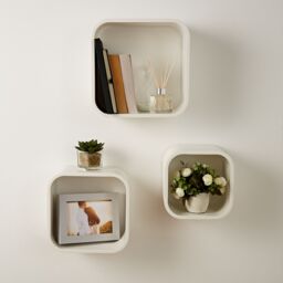 GoodHome Cusko Satin White Cube Shelf (L)32.5Cm X (D)15.5Cm, Set Of 3 - thumbnail 3