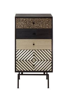 Buttercup Farm Boho Five Drawer Cabinet - Wood - L35 X W55 X H112 Cm - Brown - image 1