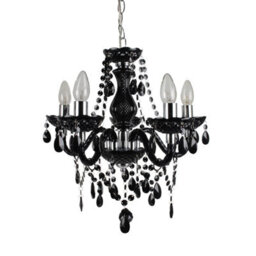 First Choice Lighting Black And Chrome Marie Therese Style 5 X 40W Chandelier - thumbnail 2