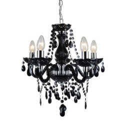 First Choice Lighting Black And Chrome Marie Therese Style 5 X 40W Chandelier