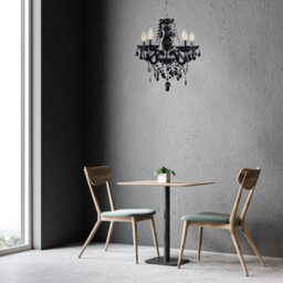 First Choice Lighting Black And Chrome Marie Therese Style 5 X 40W Chandelier - thumbnail 4