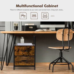 Costway 2-Drawer Storage Dresser Industrial Bedside Table W/ Removable Fabric Drawers - thumbnail 7