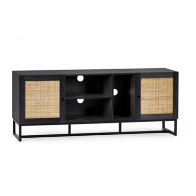 Ashfield Black With Rattan Tv/media Unit - image 1