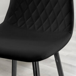 Furniturebox Uk 2X Counter Stools - Corona Black Faux Leather Dining Chair Black Metal Legs - Minimalist Industrial Scandi Style - thumbnail 3