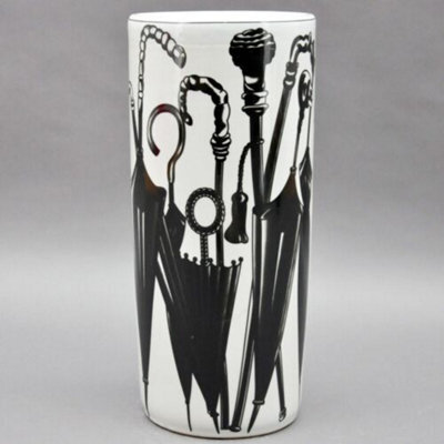 Minster Round Umbrella Stand - Vase - L20 X W20 X H46 Cm - Black/white - image 1