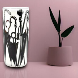 Minster Round Umbrella Stand - Vase - L20 X W20 X H46 Cm - Black/white - thumbnail 3
