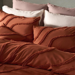 Ohs Tufted Contour Bedding Set Duvet Cover With Pillowcase, Rust - King - thumbnail 3