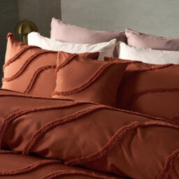Ohs Tufted Contour Bedding Set Duvet Cover With Pillowcase, Rust - King - thumbnail 2