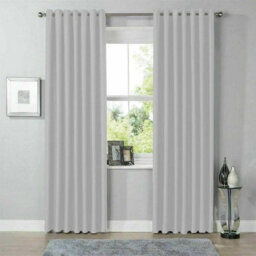Moonlight Bedding Blackout Polyester Curtain Thermal Natural Light Grey Curtains With Eyelet Header (Pair) 66X72Inch (168X183Cm) - thumbnail 1