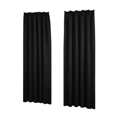 Deconovo Functional Blackout Curtains Pencil Pleat Thermal Insulated Curtains For Living Room W55 X L54 Inch Black One Pair - image 1