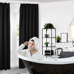 Deconovo Functional Blackout Curtains Pencil Pleat Thermal Insulated Curtains For Living Room W55 X L54 Inch Black One Pair - thumbnail 6
