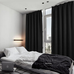 Deconovo Functional Blackout Curtains Pencil Pleat Thermal Insulated Curtains For Living Room W55 X L54 Inch Black One Pair - thumbnail 4
