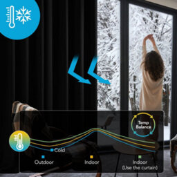 Deconovo Functional Blackout Curtains Pencil Pleat Thermal Insulated Curtains For Living Room W55 X L54 Inch Black One Pair - thumbnail 2