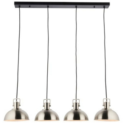 Evuhome Saxby Kella Four Light Led Bar Pendant - Satin Nickel & Matt Black Finish