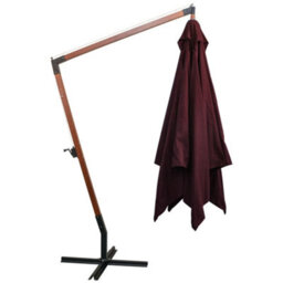 Berkfield Hanging Parasol With Pole Bordeaux Red 3X3 M Solid Fir Wood - thumbnail 3