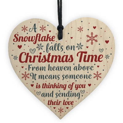 Red Ocean Mum Nan Dad Tribute Wooden Heart Memorial Christmas Tree Decoration Plaque Bauble - image 1