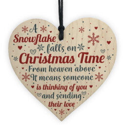 Red Ocean Mum Nan Dad Tribute Wooden Heart Memorial Christmas Tree Decoration Plaque Bauble - thumbnail 1