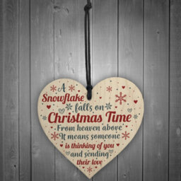 Red Ocean Mum Nan Dad Tribute Wooden Heart Memorial Christmas Tree Decoration Plaque Bauble - thumbnail 2