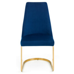 Julian Bowen Pair Of Vittoria Blue Velvet Cantilever Dining Chairs With Gold Metal Base, Height: 75 X Width: 205 X Depth: 86Cm - thumbnail 5